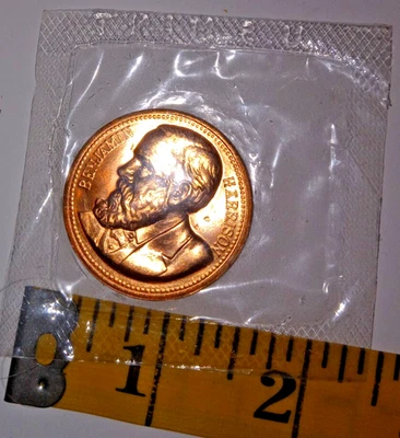 Uncirculated President Benjamin Harrison Commemorative Coin Copper? US Mint - Image 1 of 2