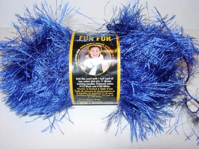 LION BRAND FANCY FUR SAPPHIRE BLUE EYELASH YARN DESIGNER KNITTING CRAFTS 50G - Image 1 of 3
