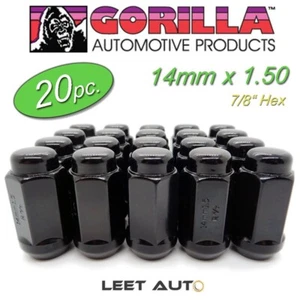 (20pc.) Gorilla Lug Nuts, 14x1.50, Black, 7/8" Hex, Duplex Bulge Acorn, 76148BC - Picture 1 of 4