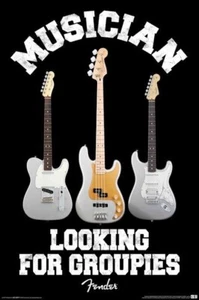 GUITARRA FENDER ~ BUSCANDO GROUPIES ~ PÓSTER MUSICAL 24x36 ~ músico eléctrico - Imagen 1 de 1
