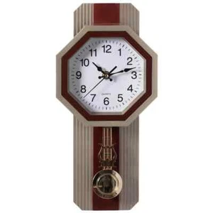 Traditional Round Plastic Battery Operated Silent Pendulum Wall Clock Home Decor - Picture 1 of 8