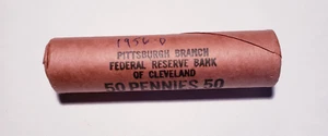 1956 D Wheat Penny Roll OBW Original Bank Wrap Roll BU, FRB of Cleveland - Picture 1 of 4