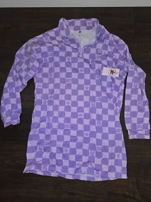Women's XL Juicy by Juicy Couture Sz XL Lilac Sky Check Sweatshirt Dress 1/4 Zip - Image 1 of 4