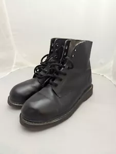 Vintage Dr Martens Stiefel UK 11P Schwarz 7 Ösen Stahlkappe Made In England - Bild 1 von 12