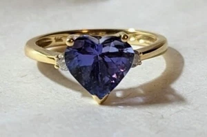 Anillo de TANZANITA y Diamantes FORMA DE CORAZÓN ATURDIDOR 2.45 CT GEMA 2.57ctw 14K YG Talla 7 NUEVO - Imagen 1 de 19