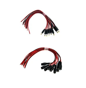 10pcs Male + 10pcs Female Power DC Jack Cable Connector with Lead End Pigtail Y - Picture 1 of 7