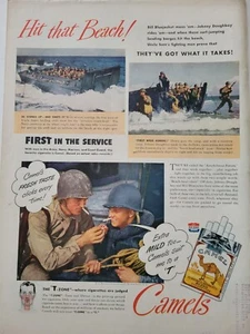 1944 WWII Camel Zigaretten Militär Soldaten Amphibienstreitkräfte Boote Vintage Anzeige - Bild 1 von 1