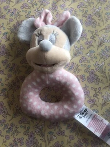Disney Minnie Mouse Plush Ring Rattle Baby Toys Gift Primark New Pastel - Picture 1 of 1