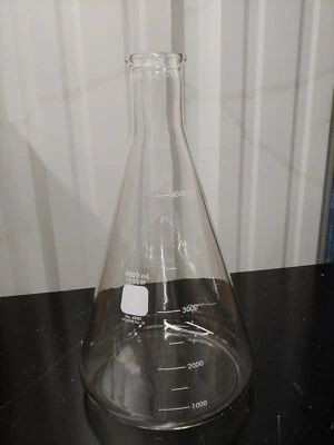 Corning Pyrex 4980-4L 4L Erlenmeyer Flask Narrow Mouth Heavy Rim Graduated - Image 1 of 3