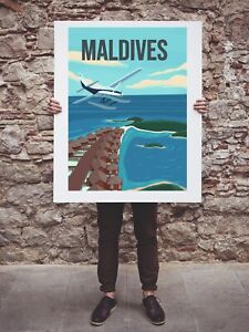 Maldives print poster wall art travel holiday honeymoon wedding gift present