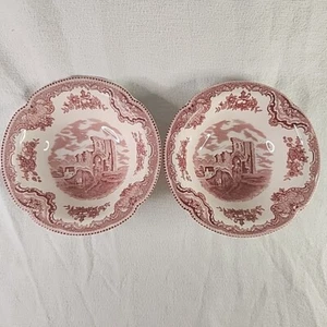 China Johnson Bros Deningh Castle Pink 6" Cereal Bowls England Vintage Set Of 2 - Picture 1 of 8