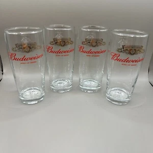 4 x Budweiser King of Beers Stamped Half Pint Glass in Good Condition - Picture 1 of 8