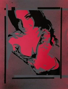 Original Gemälde signiert Portrait Kunst Acryl auf Leinwand Frau Tattoo 11"x14" - Bild 1 von 1