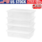 28 Qt Under Bed Plastic Storage Box Clear Bin Home Container Portable Set Of 4