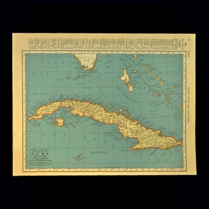 Vintage CUBA Map Bahama Islands Wall Art Decor Caribbean Original ca 1938 - Picture 1 of 6