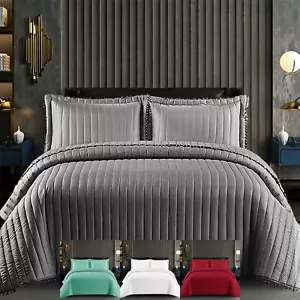 Quilted Embossed Bedspread Single Double King Size Bed Throw Comforter Bedding - Picture 1 of 11