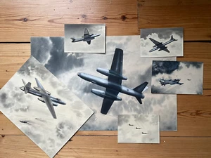 Iljuschin Il-28 6 Originalgemälde RAF für Anerkennung Poster Flugzeug 1950 - Bild 1 von 9