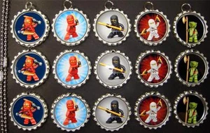 15 spezielle sortierte Ninjago Silber flache Flaschenkappe Halsketten Set 02 - Bild 1 von 1