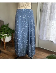 Falda de lunares azul línea A completa de mostaza para mujer talla grande oficina playa - Imagen 1 de 6