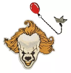 NEW 2pc 🤡 IT Pennywise the Clown Enamel PATCH & PIN 2pc Boat ⛵️ & Ballon 🎈 - Picture 1 of 11