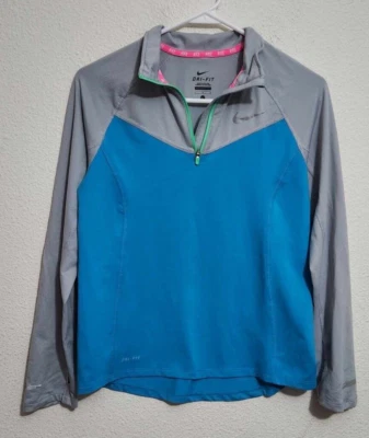 Nike Dri-Fit Girls Large Long-Sleeve 1/4 Zip Up T-Shirt - Image 1 of 3
