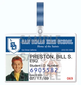EXCELENTE AVENTURA BILL & TED - Bill S. Preston ESQ. Cosplay I.D. Insignia - Imagen 1 de 2