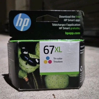 New Sealed Genuine HP 67XL Tri Color Original High Yield Ink Cartridge 09/2024 - Image 1 of 4