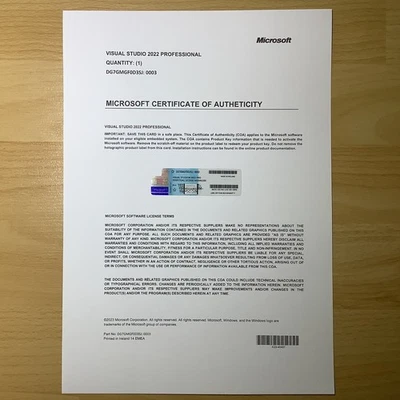 Microsoft Visual Studio 2022 Profesional CoA Licencia AUTÉNTICA - Totalmente Nueva Foto 1 de 2