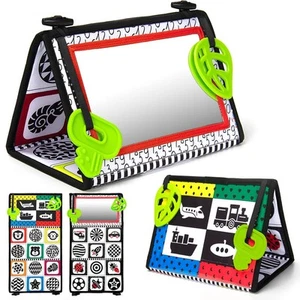 Tummy Time Baby Mirror Toys with Teethers, Double Black and White High Contra... - Picture 1 of 7