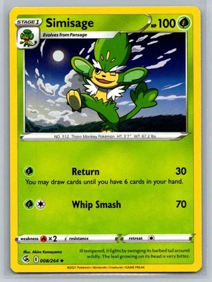 Simisage #008/264 SWSH08: Fusion Strike Uncommon - Pokemon Cards H36 - Image 1 of 2
