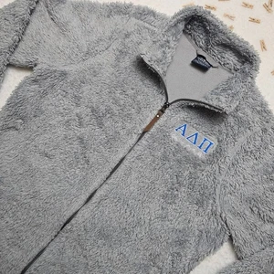 Charles River Apparel Fuzzy Fleece Jacket Full Zip Gray Alpha Delta Pi - Picture 1 of 14
