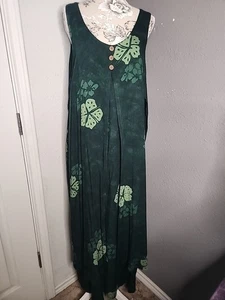Vestido sin cordones batik hawaiano floral verde de moda joven sin mangas en capas XL/2XL - Imagen 1 de 14