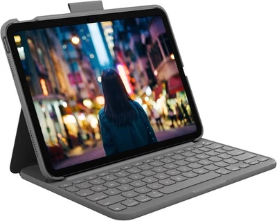 Logitech Slim Folio Keyboard Case iPad 10th Gen A16 Grey Integrated Bluetooth - Image 1 of 4