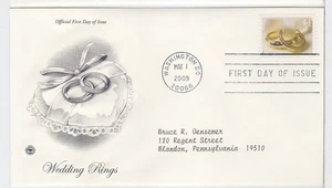 TurtlesTradingPost- Wedding Rings- 2009 #4397 FDC Artcraft Variety - Picture 1 of 1