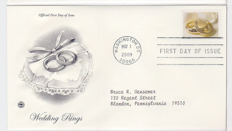 TurtlesTradingPost- Wedding Rings- 2009 #4397 FDC Artcraft Variety - Image 1 of 1