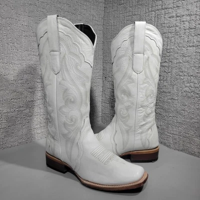 Botas vaqueras J.B. Dillon Reserve para mujer talla 9,5B de cuero blanco JBRP4089B Foto 1 de 4