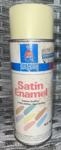 Vintage Sherwin Williams Satin Enamel Spray Can SOFT YELLOW 1402338 Paper Label - Picture 1 of 11
