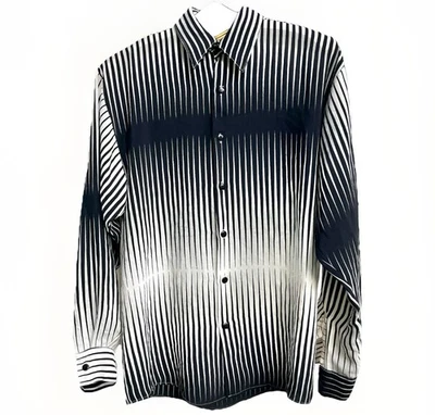 Vintage Monzini Collection Striped Button Front Shirt Doppler Effect Sz S Fits M - Image 1 of 4