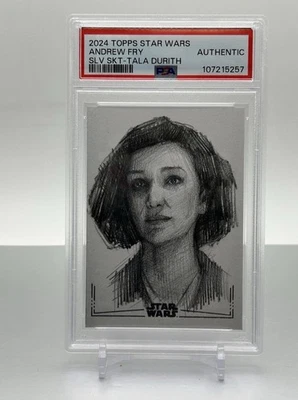 2024 Topps Star Wars Chrome Tala Durith Silver Foil Sketch Andrew Fry PSA Auth - Image 1 of 2