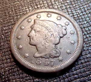 1847 U. S. Large Cent-Braided Hair in a Fine Condition - Picture 1 of 2
