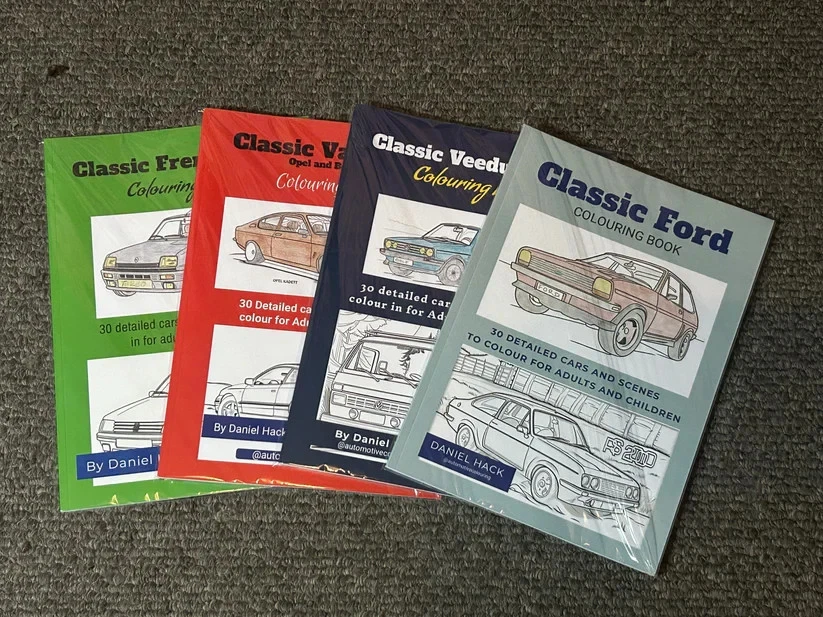 Classic Car Colouring books x4 Classic Ford, Classic VW, Classic Vauxhall / Opel - Image 1 of 4