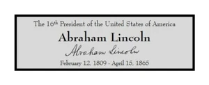 Präsident Abraham Lincoln individuelle Lasergravur 2 x 6 Zoll Plakette KOSTENLOSER VERSAND - Bild 1 von 1