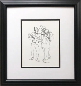 Pablo Picasso "Two Musicians" CUSTOM FRAMED Lithograph Rare Art Violin Guitar - Picture 1 of 3