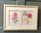 pretty framed pair of floral watercolours