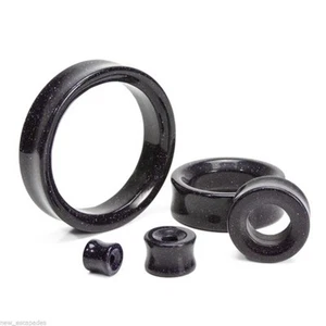 PAAR-Glas Goldstein blau Sattel Flare Ohr Tunnel 16 mm/5/8" Stärke  - Bild 1 von 3