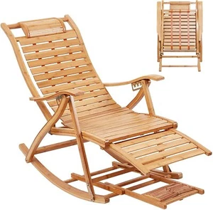 Large Foldable Rocking Chair Comfortable Sleep Rest Armchair Living Room Bedroom - Picture 1 of 14