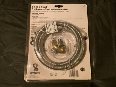 Conector para lavavajillas universal de 5 pies de vatios de acero inoxidable con adaptadores y codos Foto 1 de 4