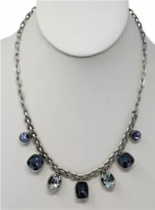 Swarovski Touchstone Crystals Basket Weave Necklace Beautiful Shades of Blues - Bild 1 von 2