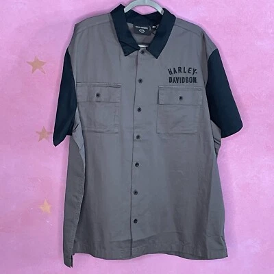 Harley-Davidson Mens 2XL Staple Color Block Short Sleeve Button Shirt 96622-23VM - Image 1 of 4