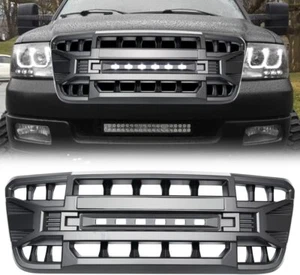 Matte Black Front Armor Grille w/Off-Road Lights For Ford F150 2004-2008 ABS - Picture 1 of 6